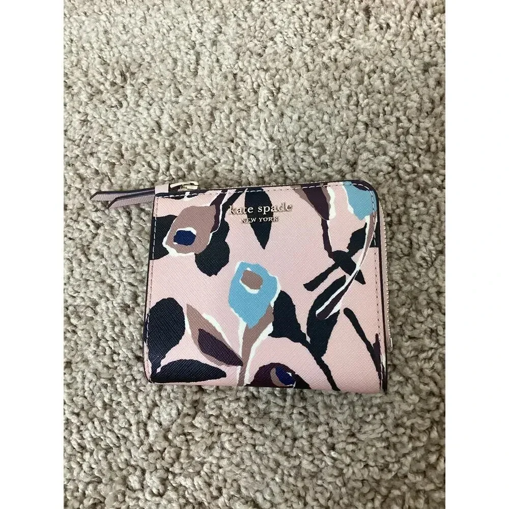Kate Spade cameron paper rose 1-zip bifold wallet